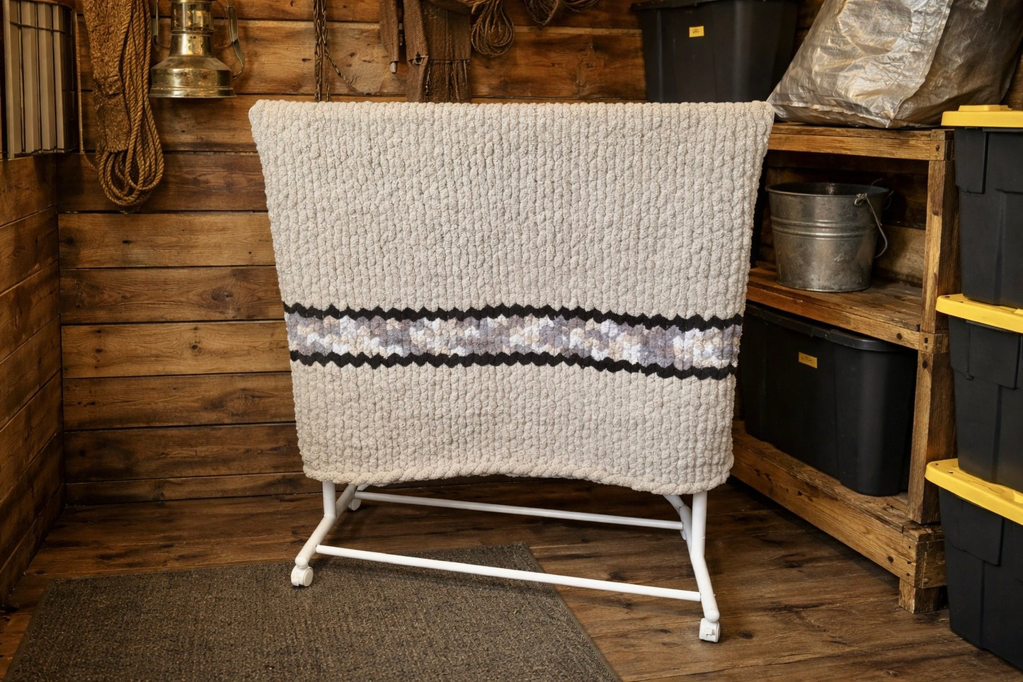 Handmade Custom Maine Northwoods Stone Tight-Knit Chunky Throw Blanket ~40 x 60