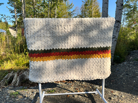 Handmade Maine Fall Tight-Knit Chunky Throw Blanket ~45" x 60"