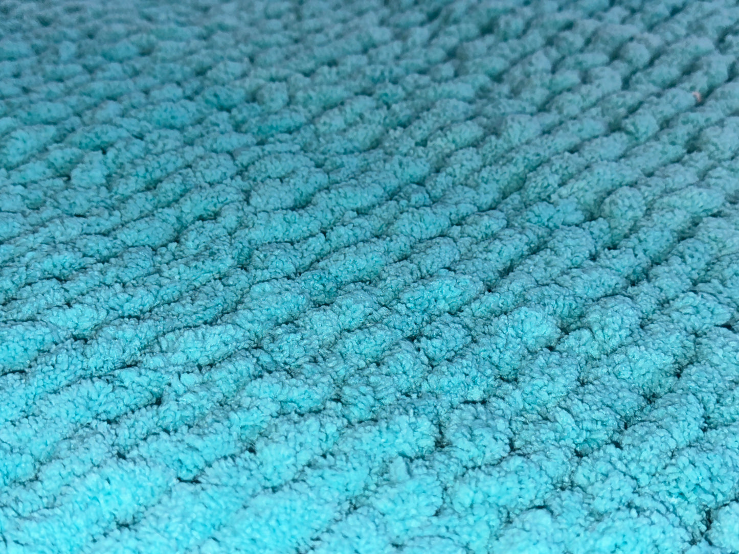 Handmade Aqua 46" x 62" Tight-Knit Chunky Throw Blanket