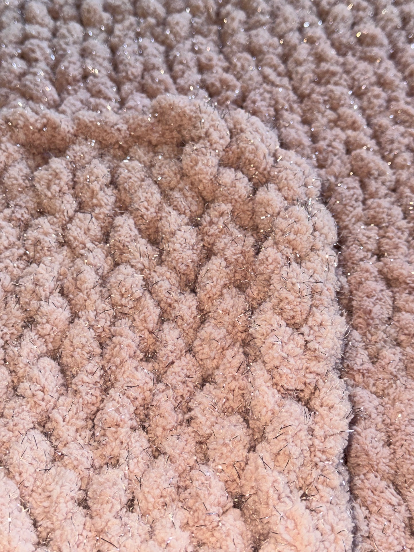 Handmade Pink Sparkle 47" x 62" Tight-Knit Chunky Throw Blanket