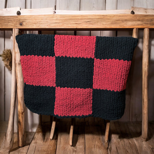 Handmade Custom Maine Cabin Fever Tight-Knit Chunky Throw Blanket ~40 x 60