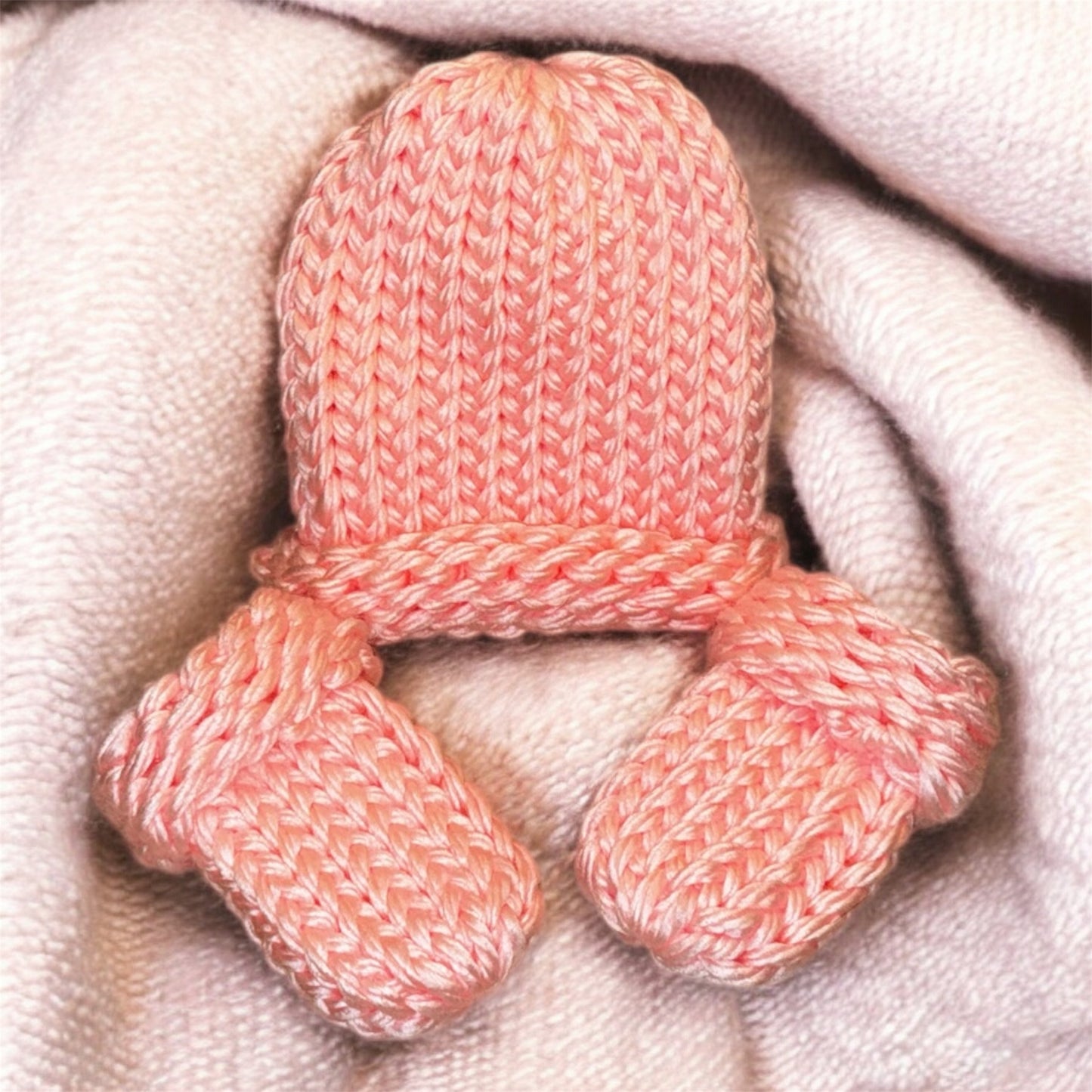 Custom Handmade Newborn/Baby Beanie with Mittens Set