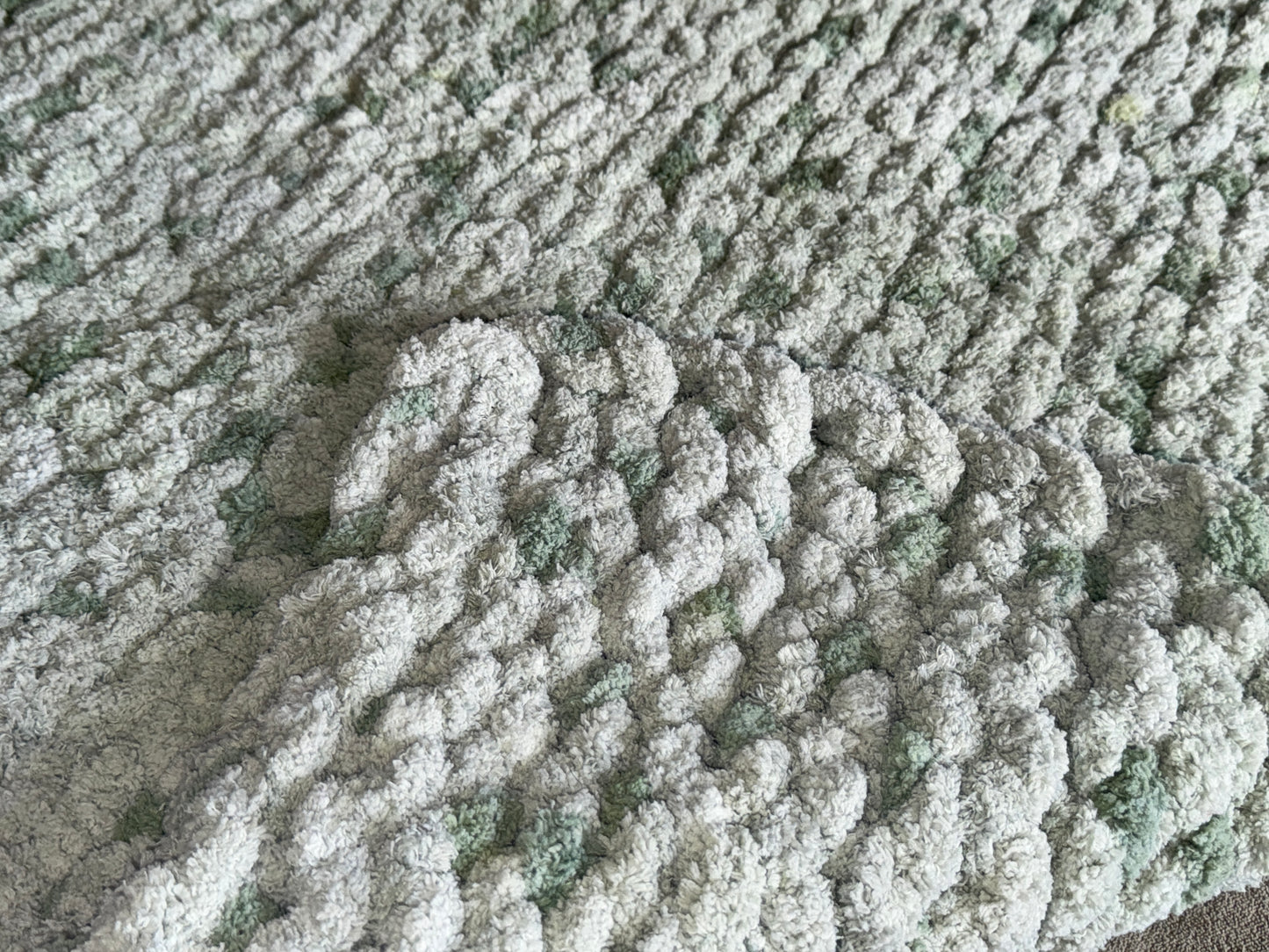 Handmade Sage 44" x 33" Tight-Knit Chunky Baby Blanket