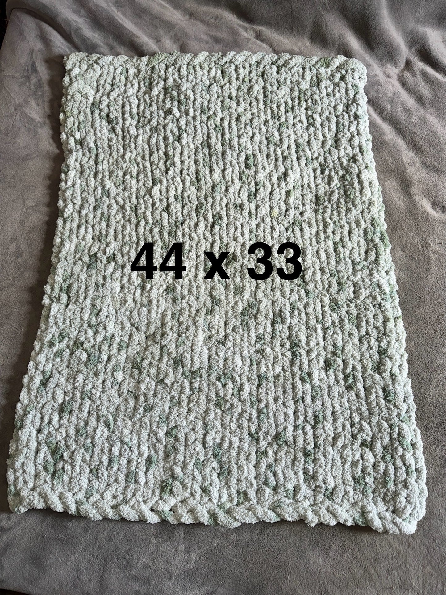 Handmade Sage 44" x 33" Tight-Knit Chunky Baby Blanket