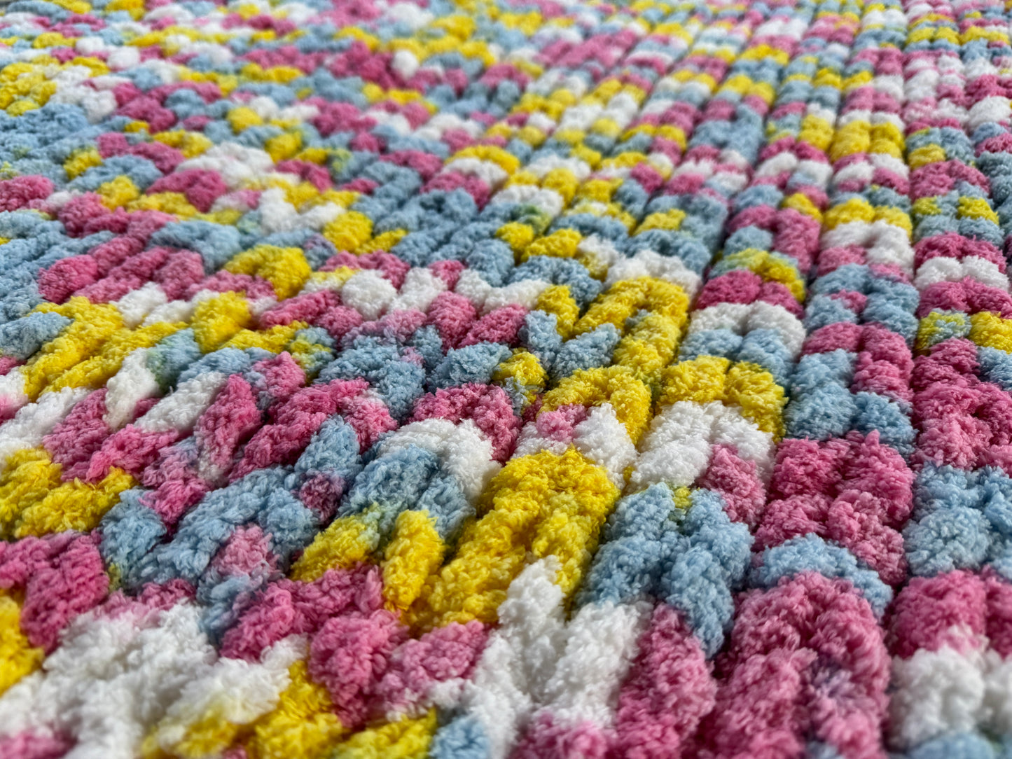 Handmade Multicolor 30" x 42" Tight-Knit Chunky Baby Blanket