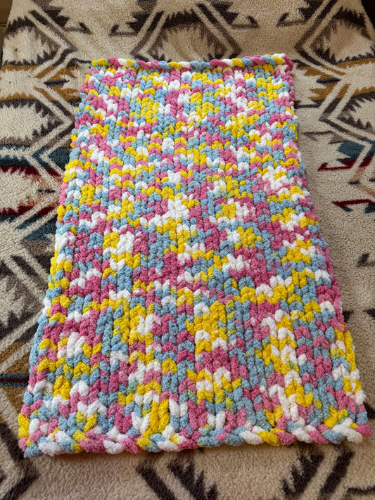 Handmade Multicolor 28" x 47" Tight-Knit Chunky Baby Blanket