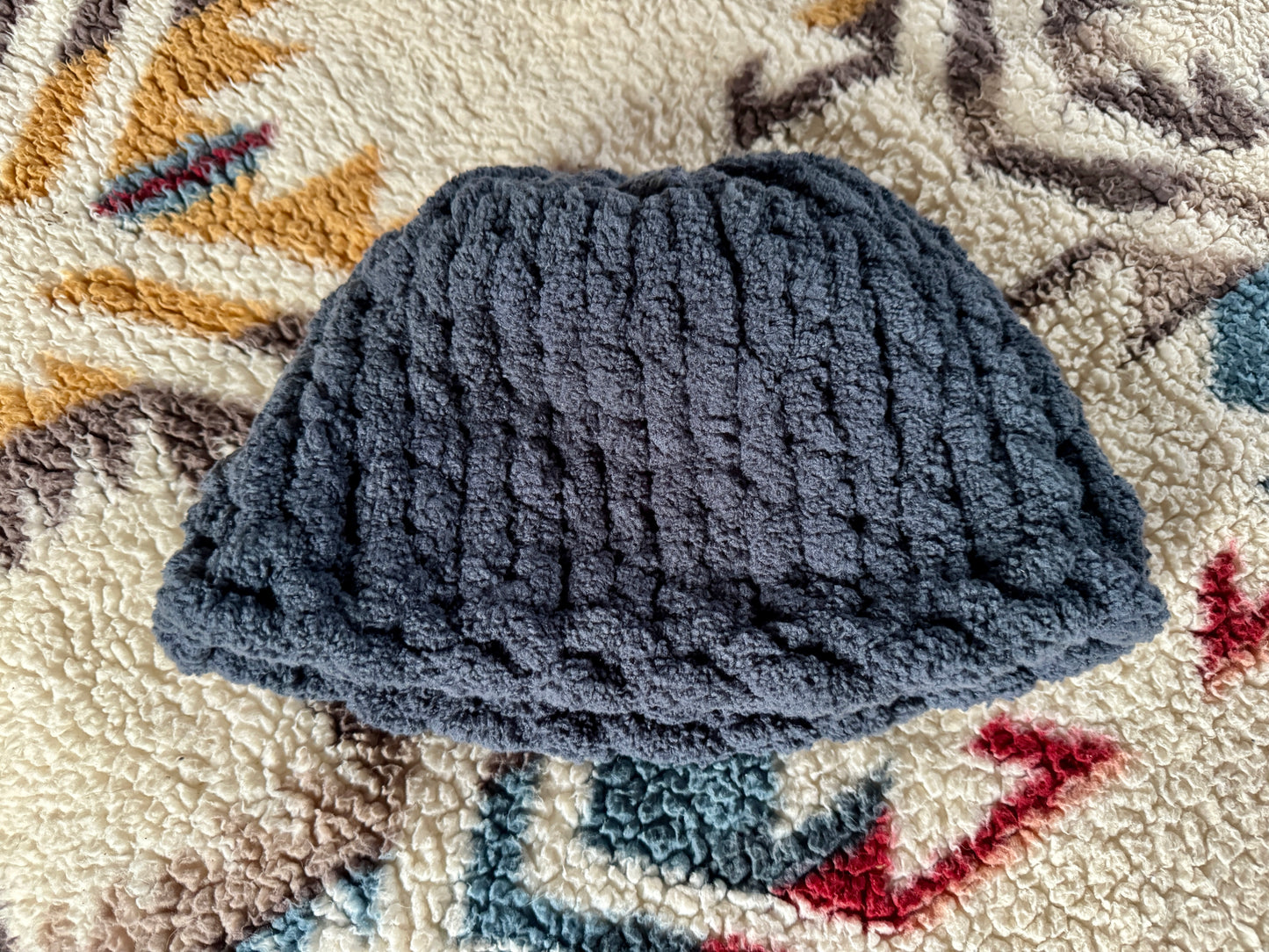 Handmade Dark Grey Tight-Knit Chunky Adult Beanie Hat