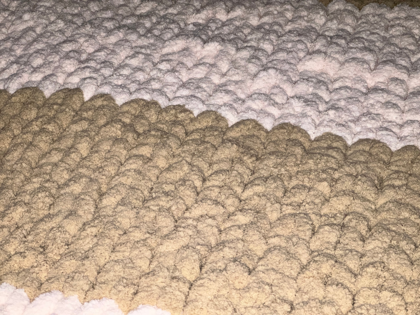 Handmade Pale Pink & Taupe  30" x 48" Tight-Knit Chunky Baby Blanket